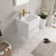 Meuble-lavabo de 24 po avec lavabo, blanc brillant. Pré-assemblé pour faciliter l'installation. Rangement en U Utilisation efficace. Tiroirs à fermeture en douceur, fonctionnement silencieux. Comptoir en résine de pierre. - Bois