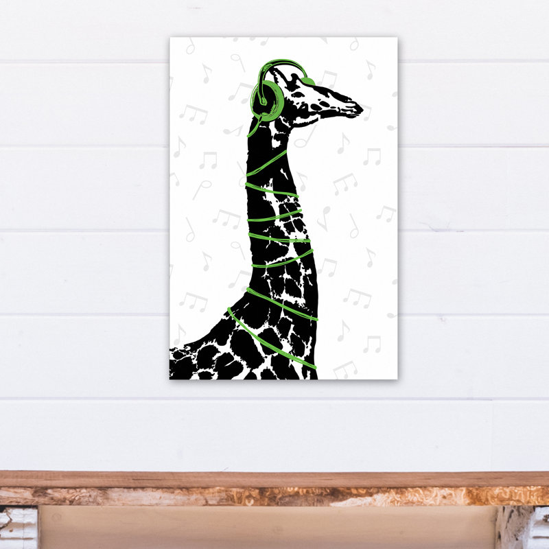 Girafe sur toile tendue, H 30 po x l 20 po x P 1,25 po, Vert