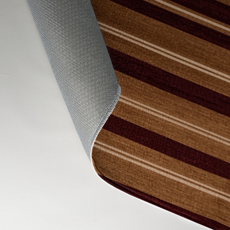 Tapis intérieur / extérieur brun HorizontalStripes, Rectangle 5 pi x 7 pi