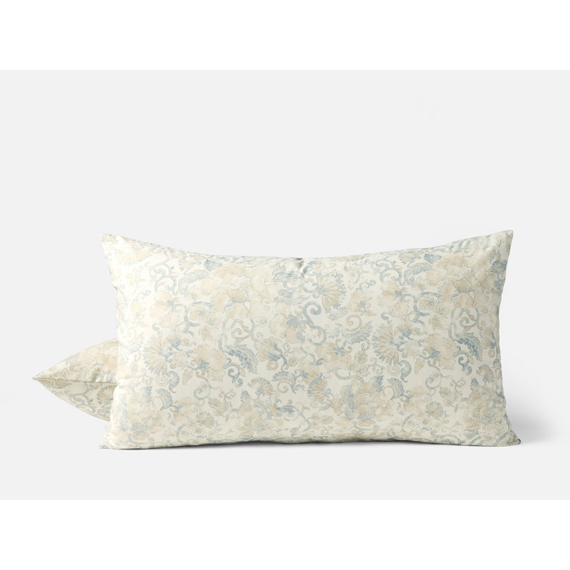Solana Organic Print Sham Botanical, King, Tidal w/Doe
