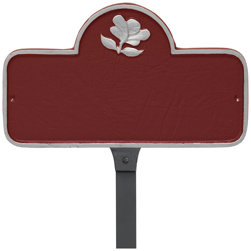 Enseigne d’adresse pour pelouse sur 1 ligne, Rouge brique / argent, Oui