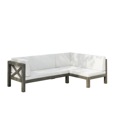 Suvada 58.25" Wide Outdoor L-Shaped Patio Sectional with Cushions