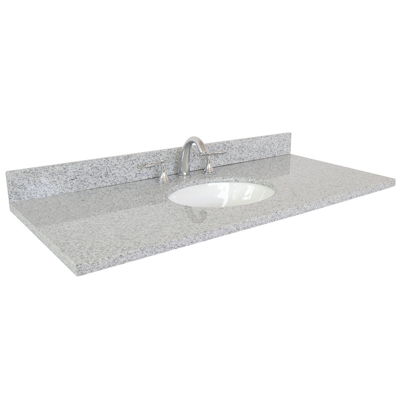 Gray Granite Top with Oval Ceramic Undermount Sink