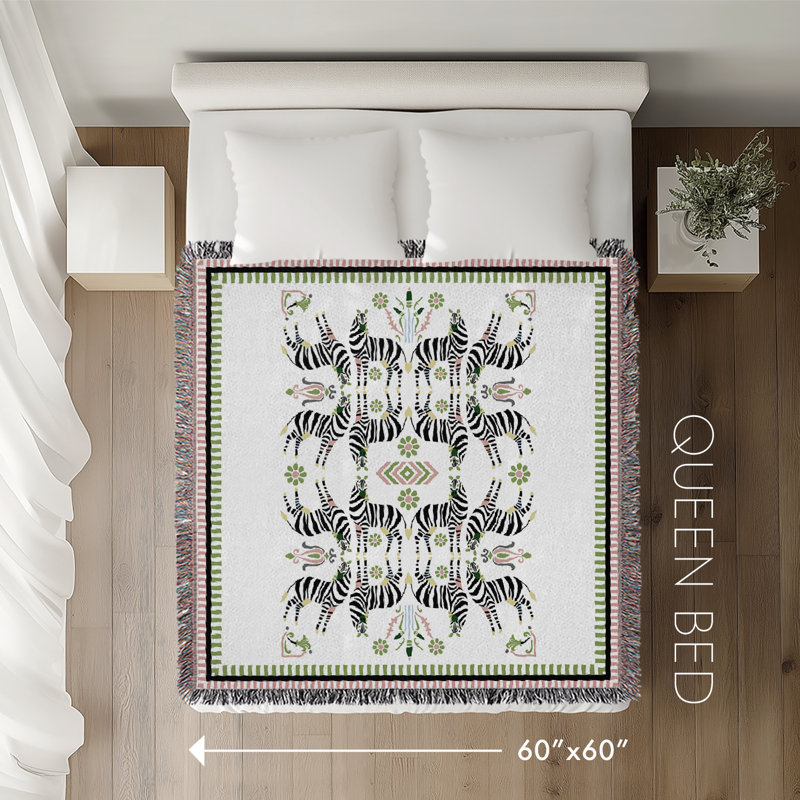 Mida Zebra Cotton Blend Blanket Throw, 60" L x 60" W