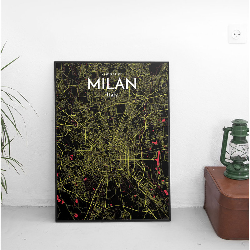 Milan City Map - No Frame Print, 61cm H x 45.7cm W x 0.13cm D x 0.13 cm D