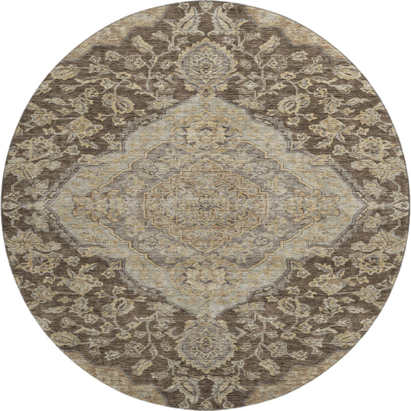 Premium Machine Washable Gurubaksh AMF1151 Global Rug, Round 8'