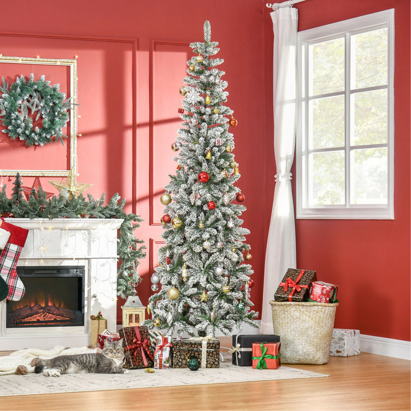 Arbre de Noël artificiel pin enneigé 7,5 pi avec des branches réalistes et 668 pointes