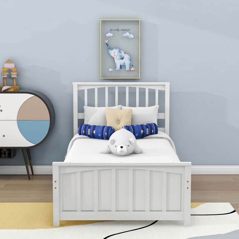 Lit plateforme simple en bois, Blanc
