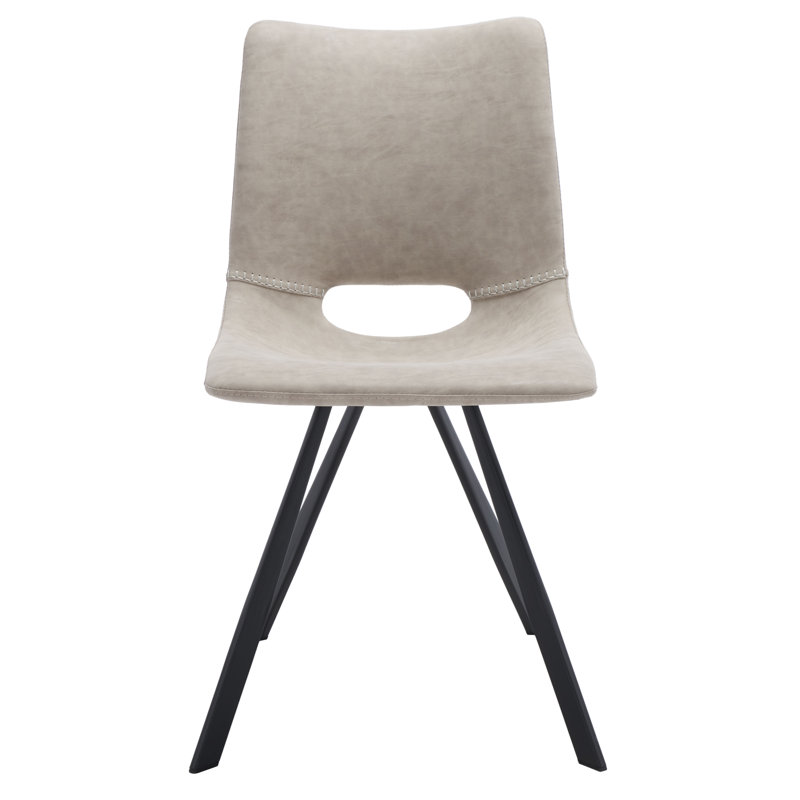 18'' H Leather Upholstered Armchair, Light Gray Faux Leather