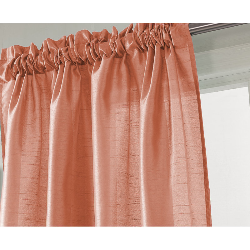 Panneau de rideau de fenêtre semi-transparent Alexzavier, Corail, l 54 po x L 84 po