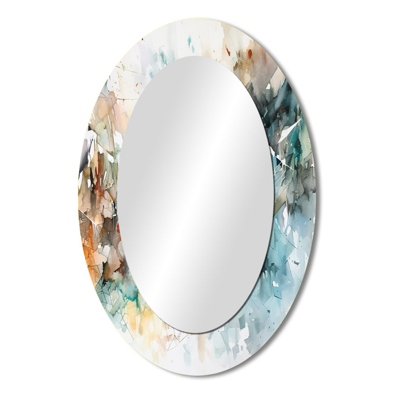 Vibrant Paint Eruption V - Miroir mural ovale vert, 36 po x 24 po
