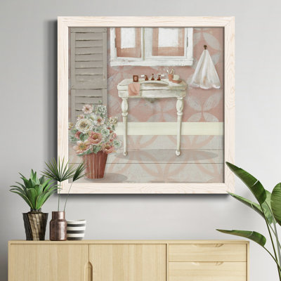 «Blush Springtime Wreath II», reproduction carrée sur toile