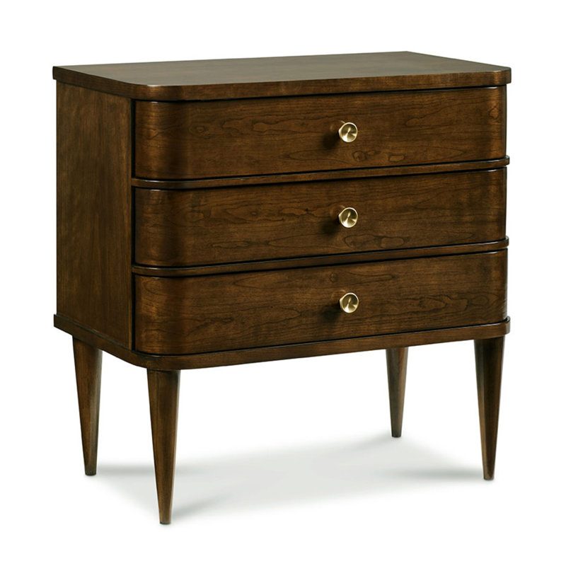 Table de chevet 3 tiroirs en bois massif brun