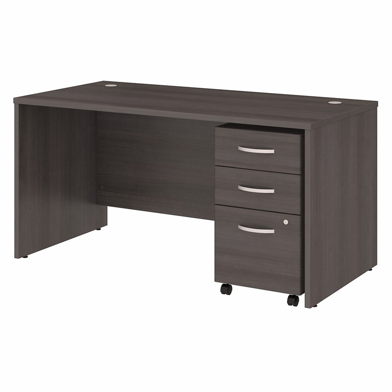Studio C Executive Office Desk with Mobile File Cabinet, 29.84" H x 59.45" W x 29.37" D, Storm Gray