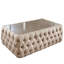 Chichay Table basse beige rectangulaire en faux marbre avec capitonnage à boutons
