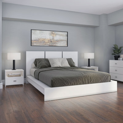Zen Omega Platform – Bed with Headboard and Choice of 1 or 2 Nightstands – Easy Assembly, No Box Spring Required