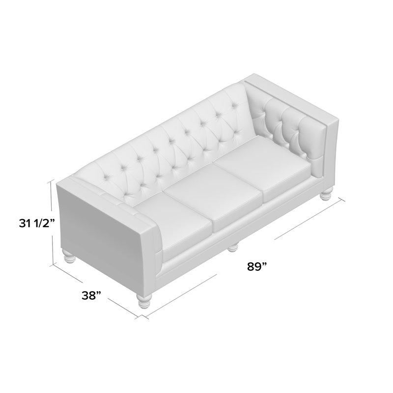 Kirtin 89'' Upholstered Sofa, Sugarshack Graphite