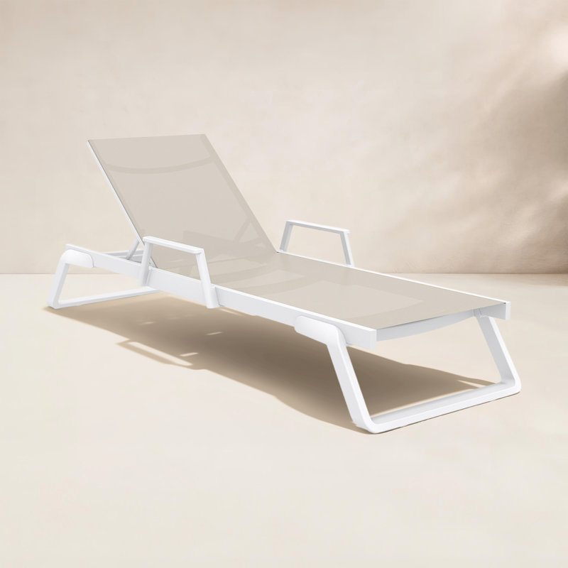 Chaise longue d'extérieur Genelda, Blanc / taupe