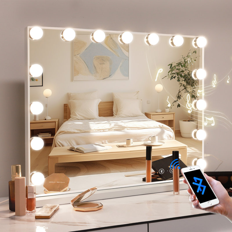 Rectangle Bluetooth LED Metal Mirror, White