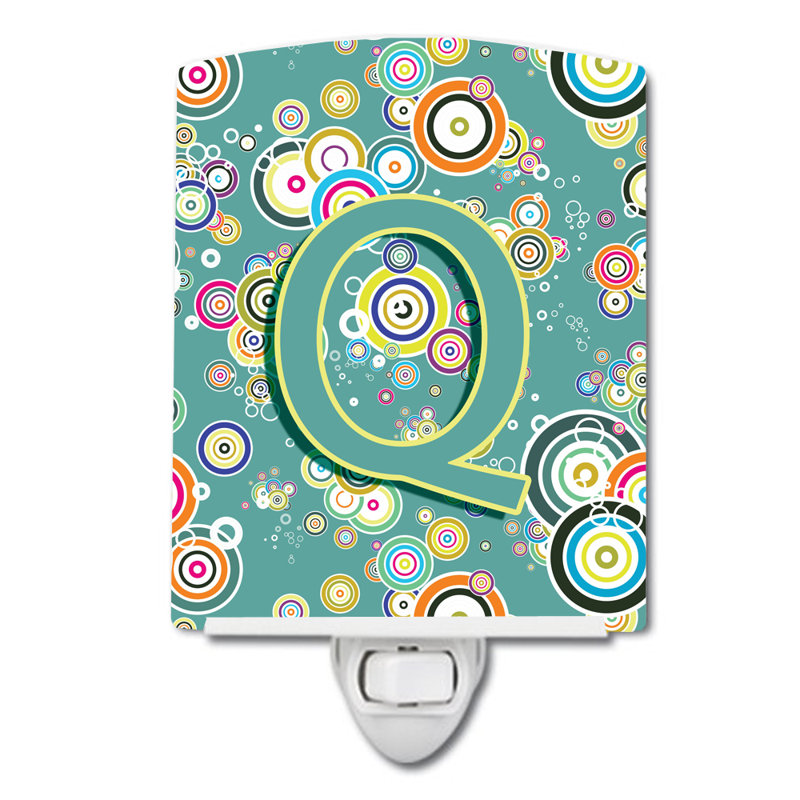 Circle Initial Alphabet Ceramic Night Light, Q