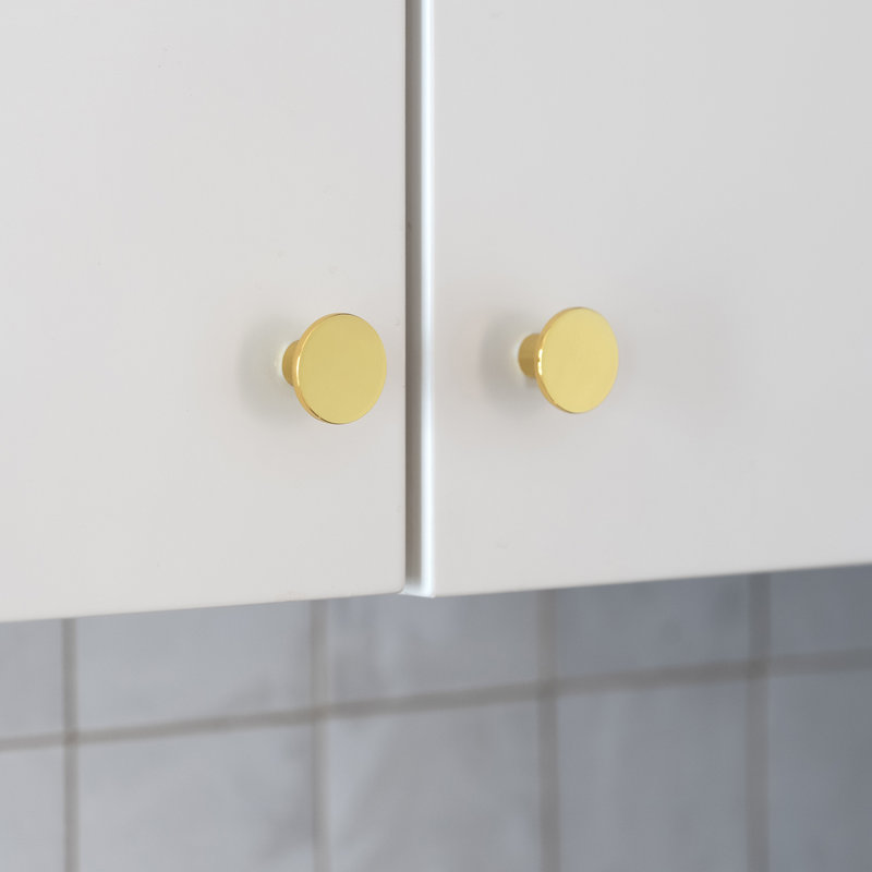 Oversized 2" Diameter Mushroom Knob, Polished Brass