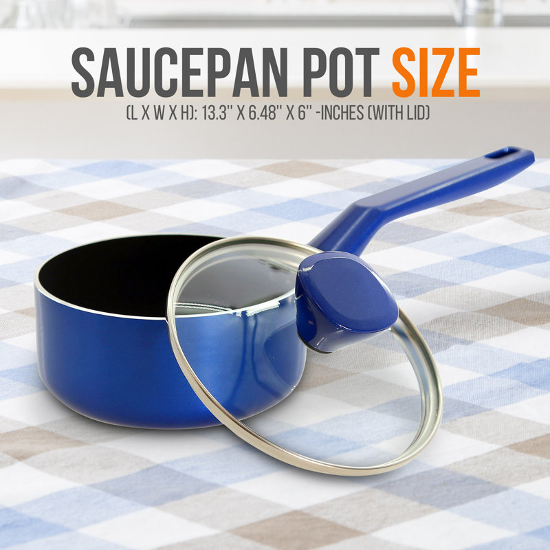 Saucepan Pot With Lid - Non-Stick High-Qualified Kitchen Cookware With See-Through Tempered Glass Lids, 2 QT. (Works With Model: NCCWA13BR)