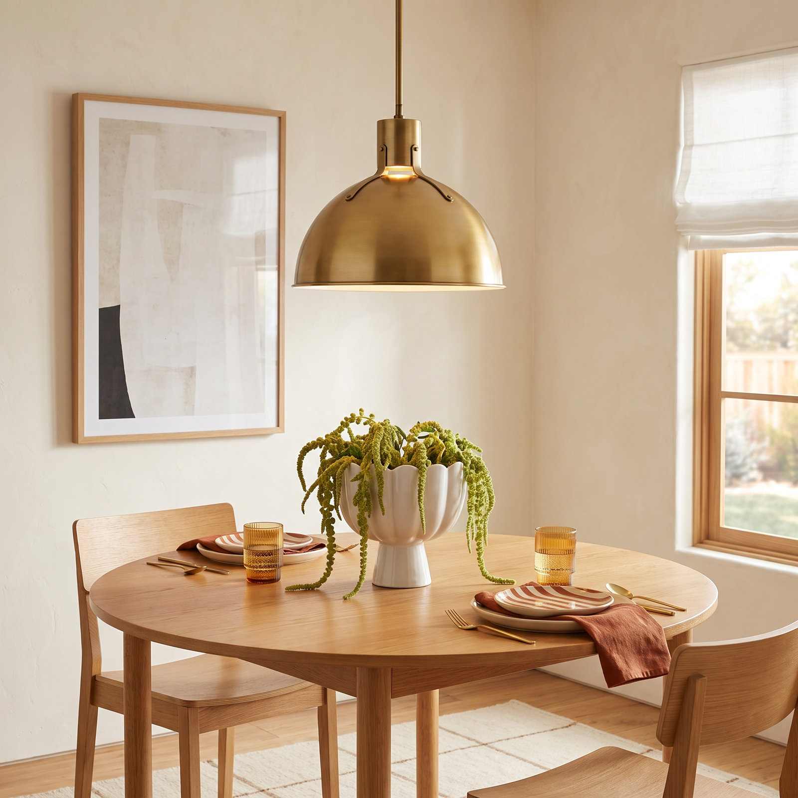 Clendon 1 - Light Single Dome Pendant, 12.25" H x 14" W x 14" D, Heritage Brass, Heritage Brass