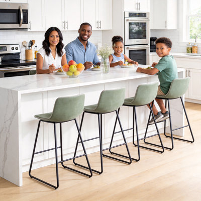 Bar Stools of 2/3/4, 26/30 Inch Counter Height Barstools with Back Faux Leather Bar Height Stools for Kitchen Island Counter