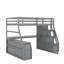 Lit mezzanine double avec 7 tiroirs, 2 tablettes et un bureau-98890236