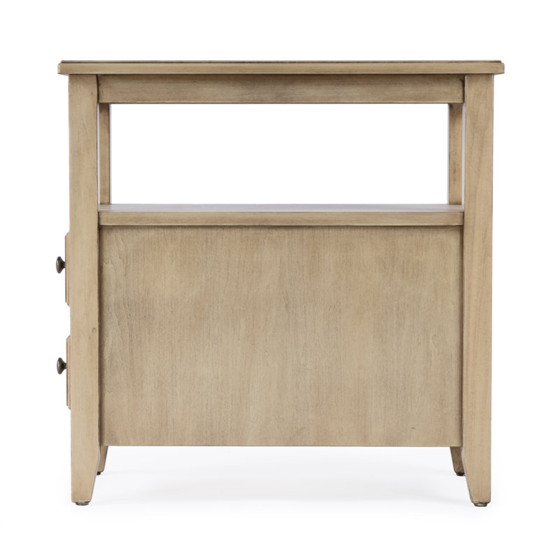 Marcus Side Table with Storage, Antique Beige
