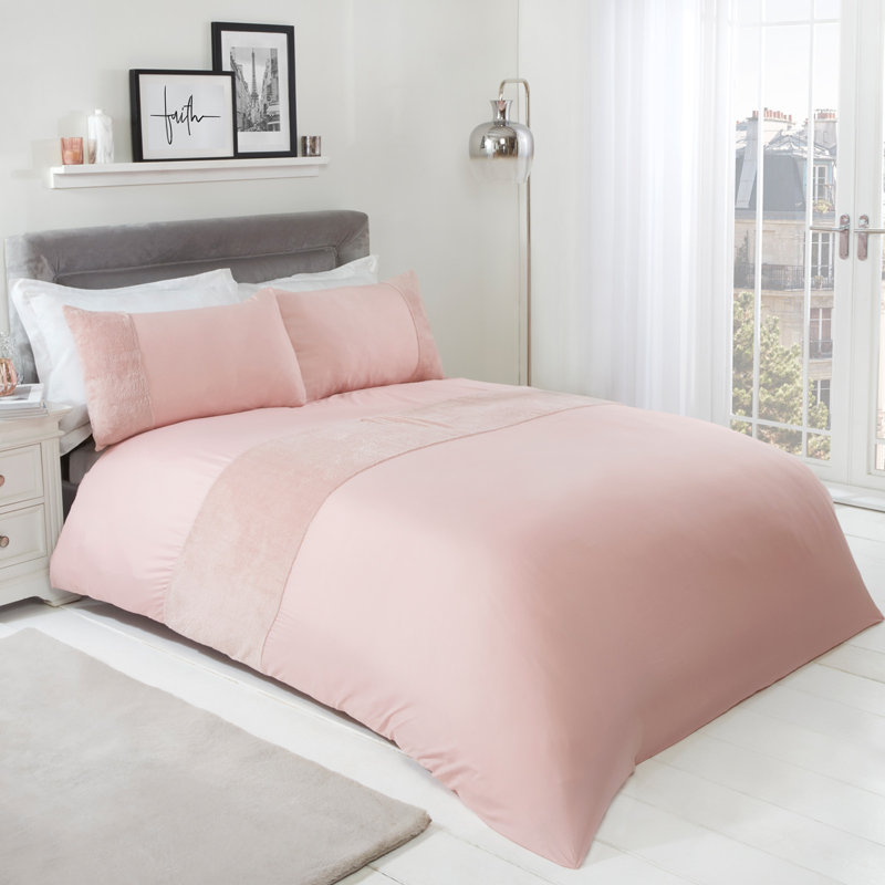 Devine Polyester Solid Colour Duvet Cover Set with Pillowcases, Kingsize - 2 Standard Pillowcases, Grey