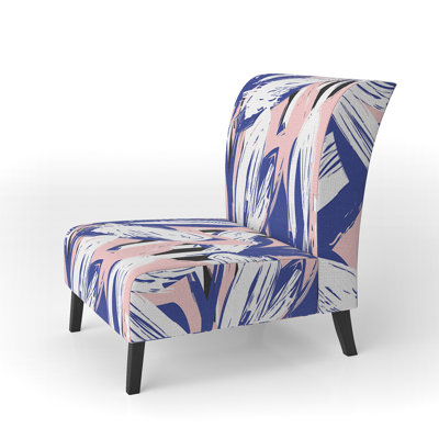 Fauteuil de chambre d'appoint en velours rose et bleu