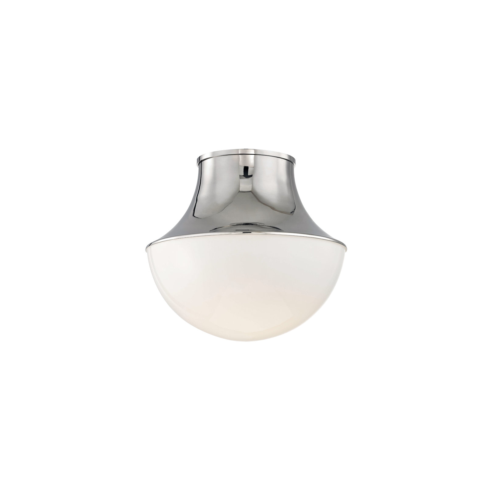 Alistair Single Light Glass Flush Mount, Polished Nickel, 9'' H x 10.75'' W x 10.75'' D