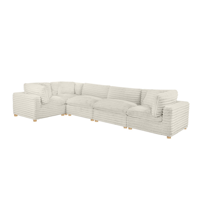 Ensemble modulaire 5 pièces en velours côtelé, Beige