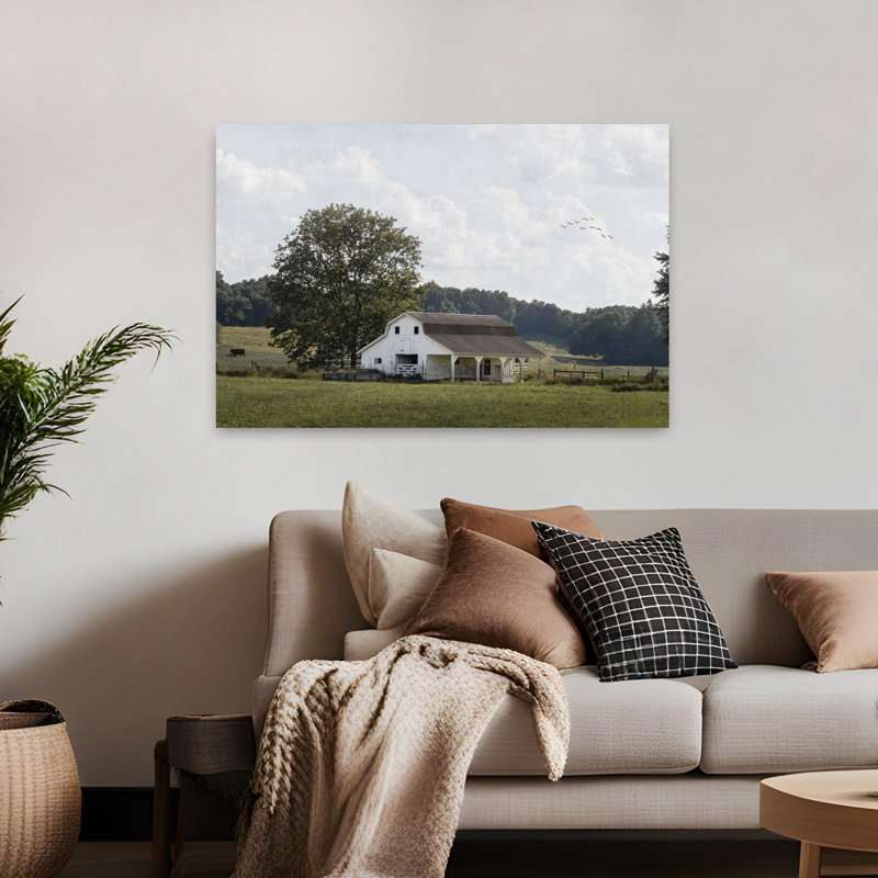 Branche perdue, ferme, abstrait, vache, nature, architecture, art, H 32 po x l 48 po