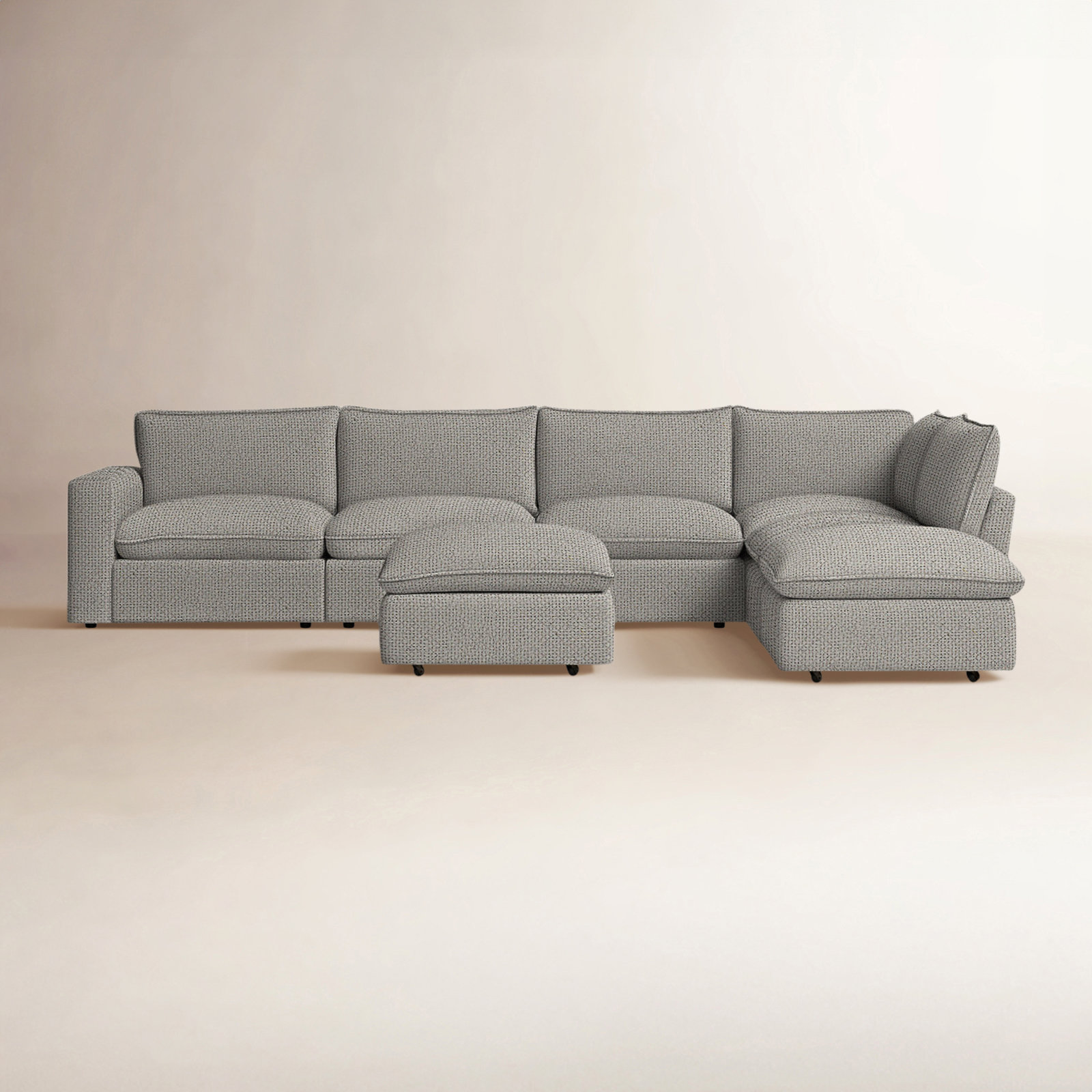Zisa Modular Upholstered L-Sectional, Ida Light Gray