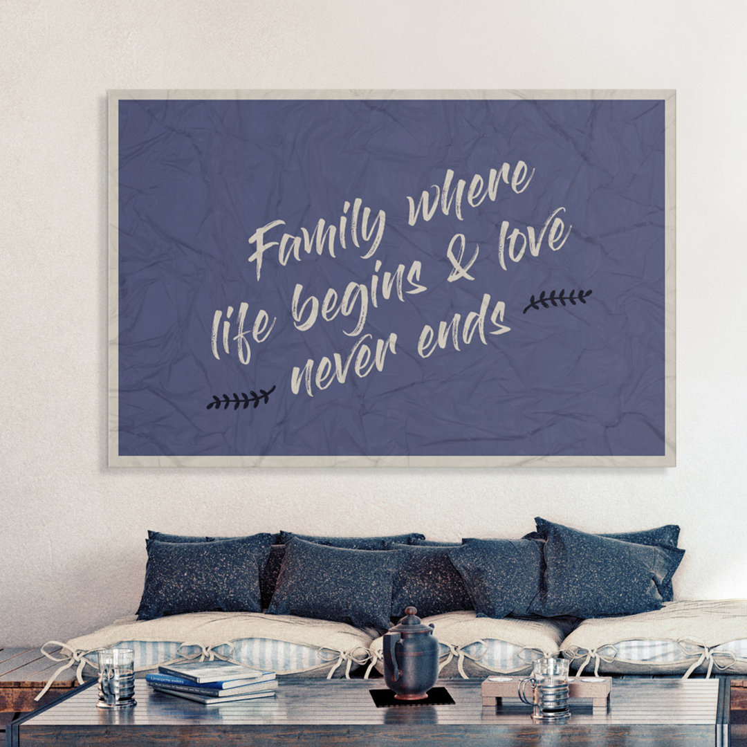 Family where life begins – Premium Leinwanddruck – Kollektion Quote Designs