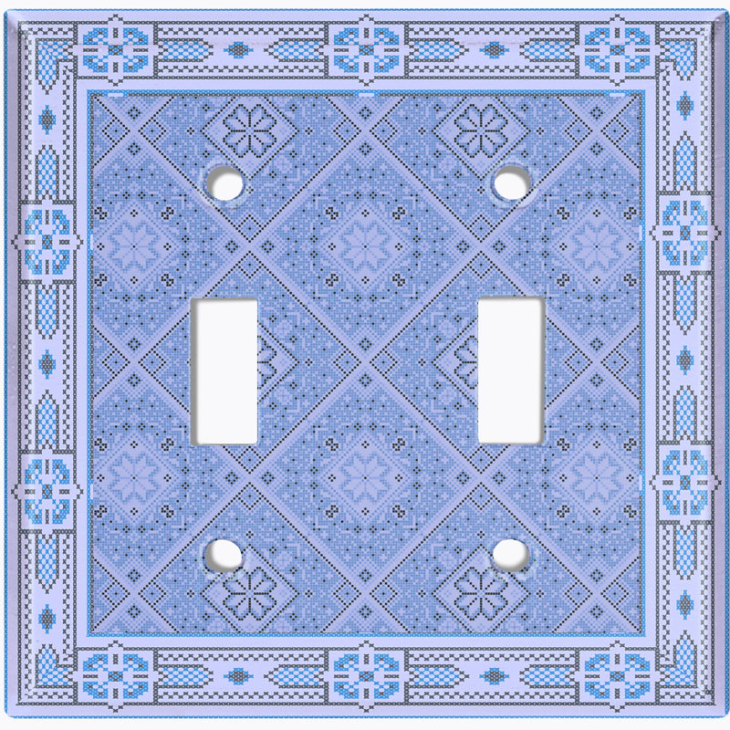 Plaque murale à motif de carreaux rétro mauve à motif de tuiles rétro bleues, Bleu