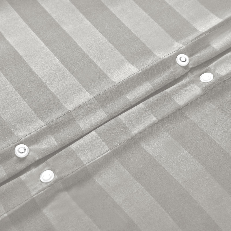 Microfiber Striped Bedding with Pillowcases, Silver, King Duvet Cover + 2 Standard Pillowcases