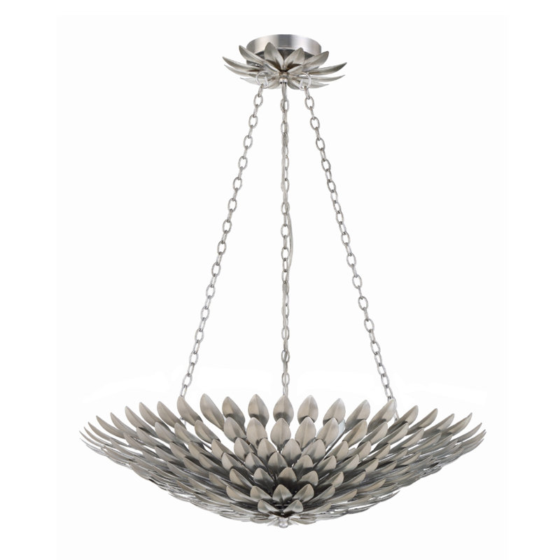 Plafonnier semi-encastré Margo, Argent argent, Six lumières, H 6 pi x l 24,5 po x P 24,5 po