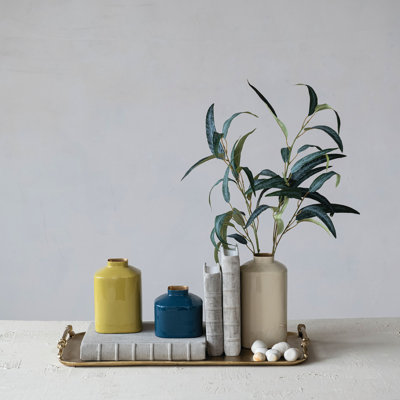 3-Piece Enameled Metal Square Vases