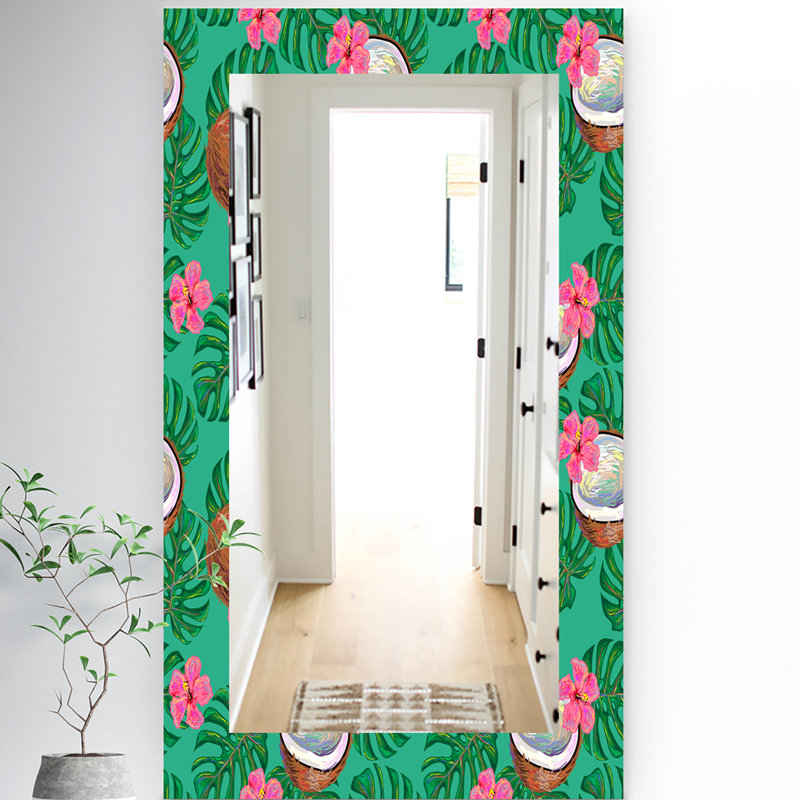 Miroir mural bohémien et éclectique de style tropical 21, H 39,4 po x l 29,5 po