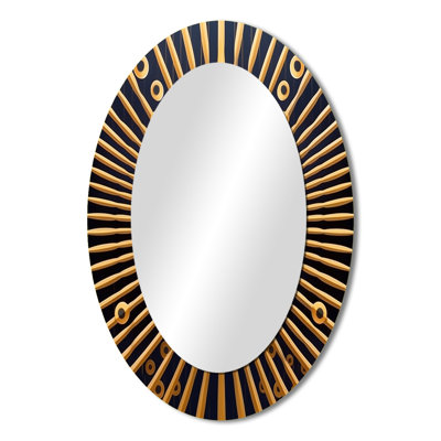 Visions Of Eye Of Consciousness Futuristic VII - Gold Glam Oval Wall Mirror