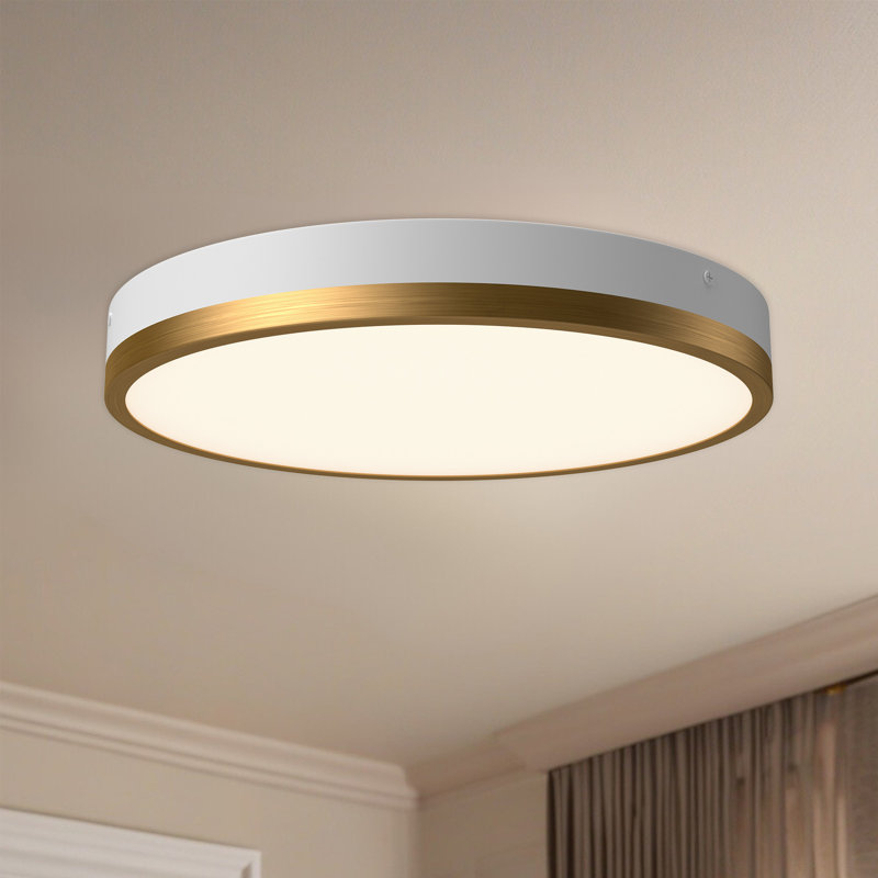 Plafonnier encastré 1 lumière Orland, Or vieilli / blanc, H 2 po x l 15 po x P 15 po