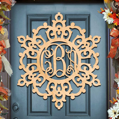 Enseigne de porte en bois à 3 lettres flocons personnalisées