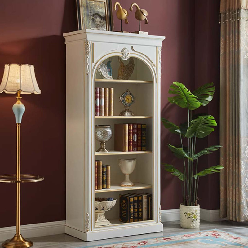 Classic solid wood bookcase display cabinet, White