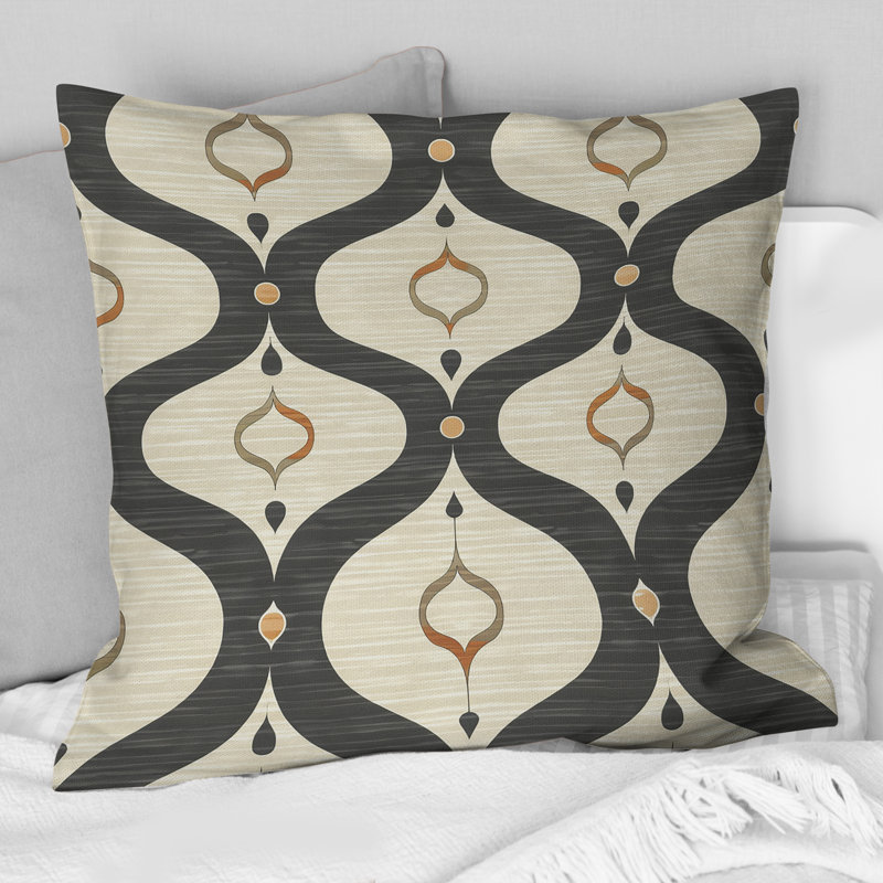 Coussin décoratif beige Mid-Century Quatrfoil I - Mid-Century, H 16 po x l 16 po
