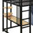 Loft Metal Bed With Desk,Shelves,Power Outlet,LED Light And Wardrobe-695141626