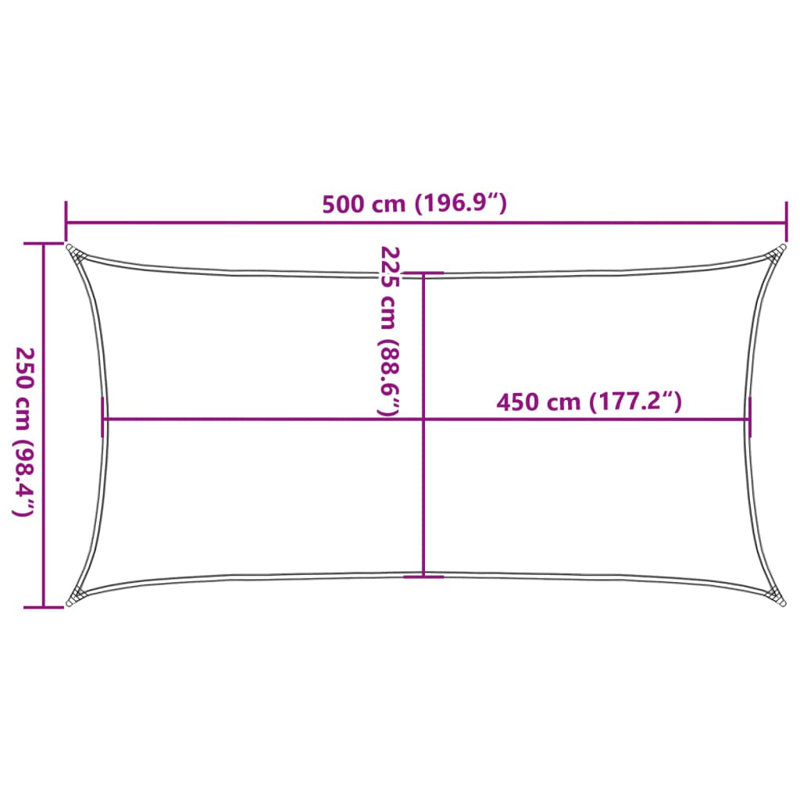 2.5m x 5m Rectangle Shade Sail