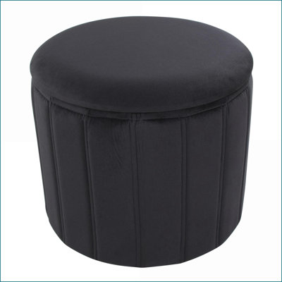 Ottoman with Folding Storage, Contemporary Glam for Small Spaces | Black | Velvet